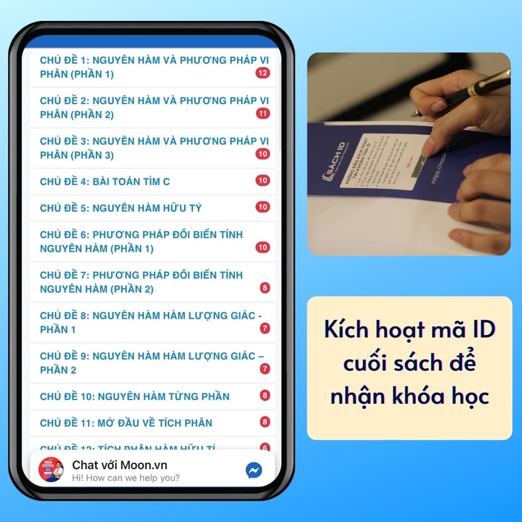 Sách ID Moonbook Tự học Toán Học Lớp 12 Tập 4: Tích Phân Và Số Phức Ôn luyện thi thpt quốc gia và Ôn Thi Đánh giá năng lực 2023