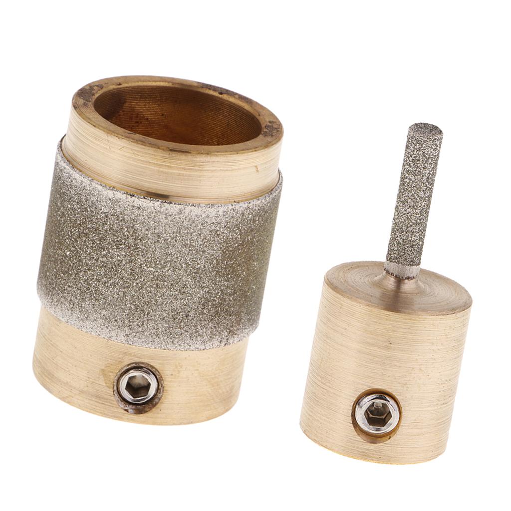 2 Pack Golden Assorted Size Metal Diamond Stained Glass Grinder Head Bit for All Glass Grinders