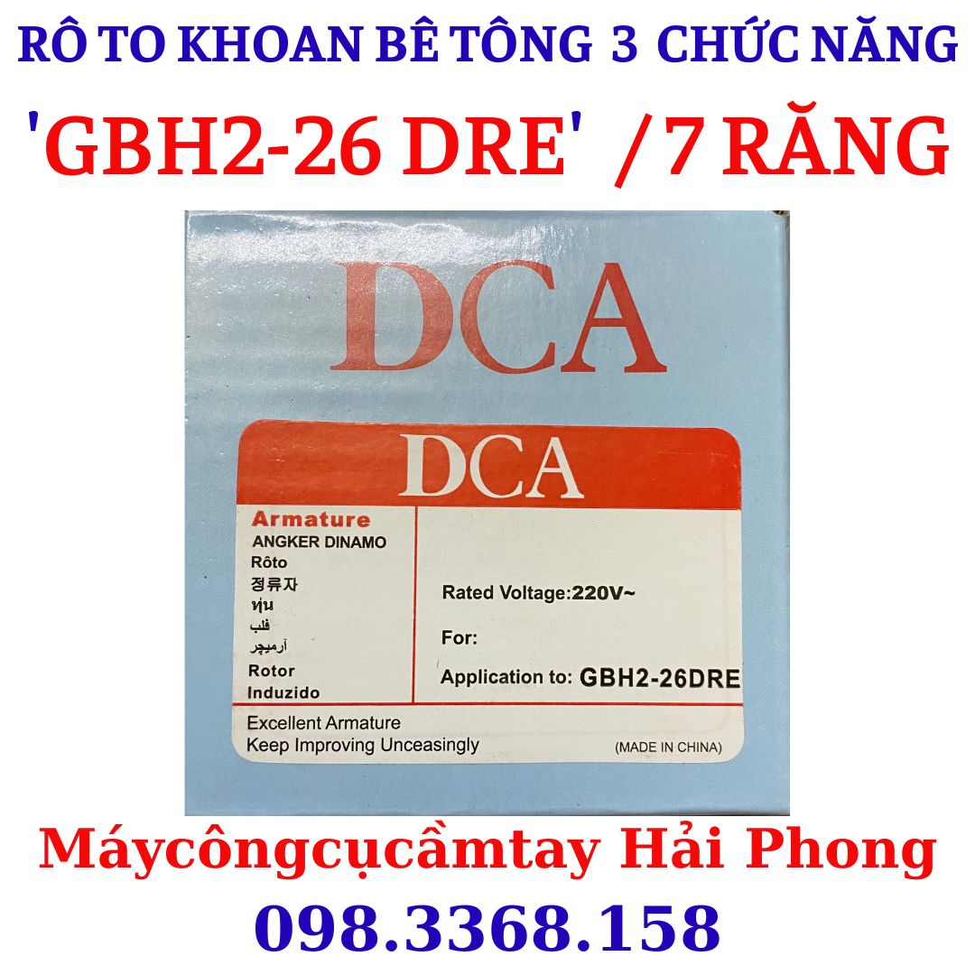 Rô to máy khoan Bê tông 3 chức năng 'Bo$ch' mod.'GBH 2-26 DRE' , 'DCA' mod."AZC05-26B' .... Rotor 7 rănr dấu Huyền . Hiệu 'DCA'