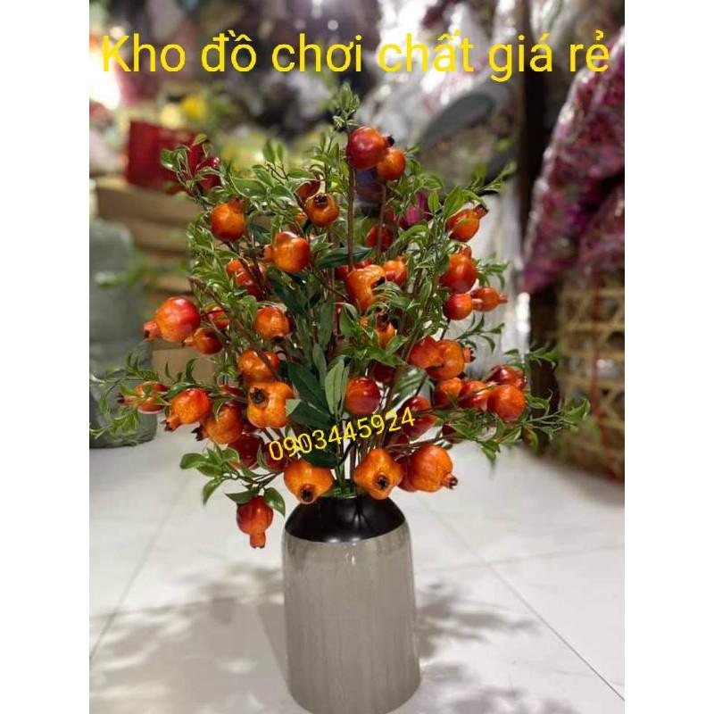 Cành lựu 4quả kèm lá cao 60cm-Quả giả