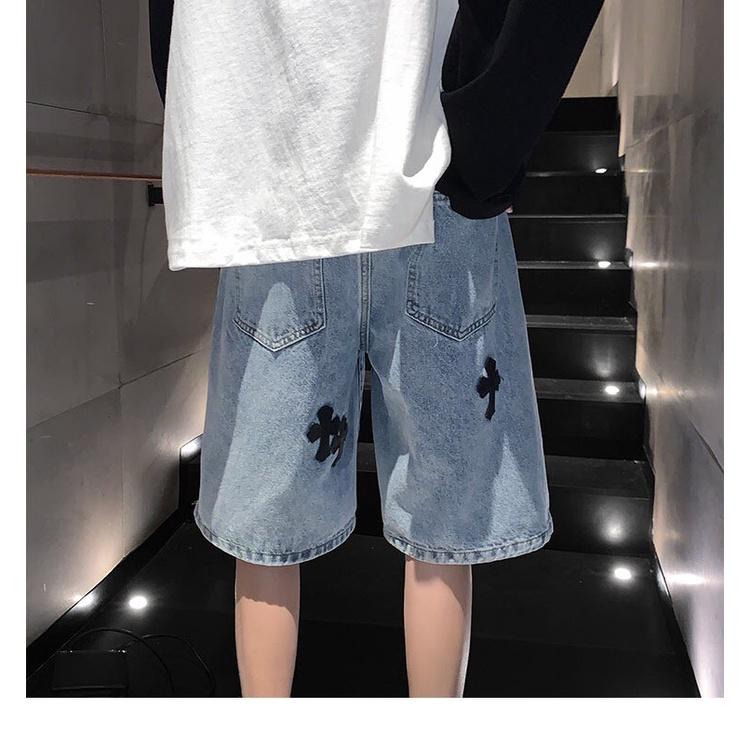 HOT 2022- Quần short jean thêu thánh giá -HÌNH THẬT quần chữ thập