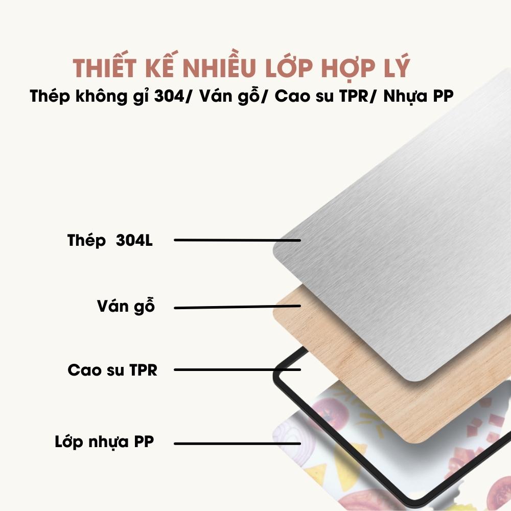 Thớt Inox 304 Kháng Khuẩn Chống Ẩm Mốc 2 Mặt Cao Cấp + Tặng dao nhỏ