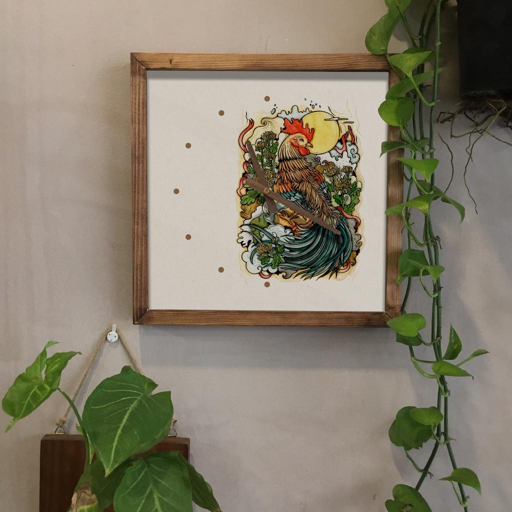 Đồng hồ treo tường gỗ 12 con giáp Việt Nam / Tỵ - Dậu - Sửu / Artclock Soyn