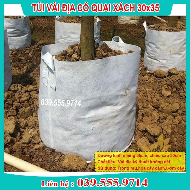 BỘ 10 TÚI VẢI ĐỊA TRỒNG CÂY CÓ 2 QUAI XÁCH SIZE 35x30 BỀN ĐẸP