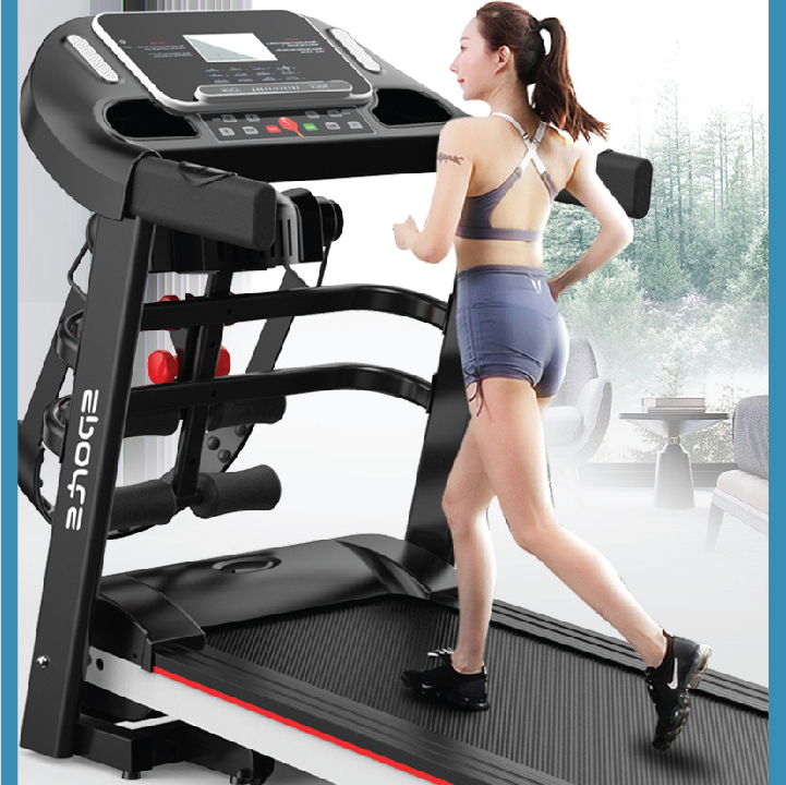 Máy chạy bộ Sport K130 Model mới hấp thụ chấn động, chip thông minh thế hệ mới, máy đánh mỡ bụng, 2 tạ tay, khóa trẻ em