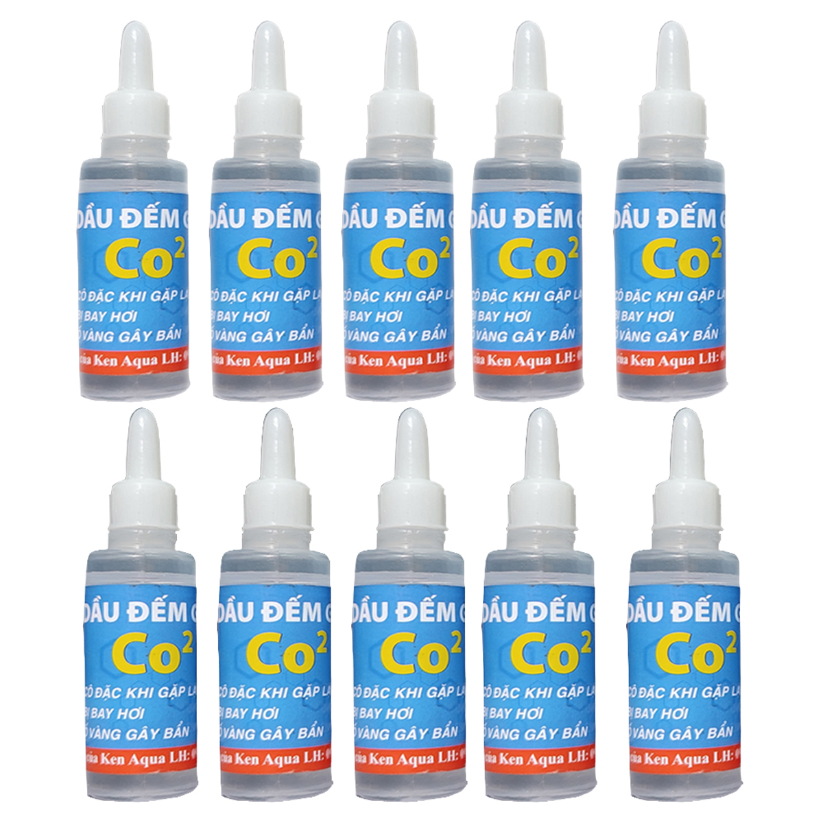 10 Lọ Dầu đếm giọt CO2 lạnh không đông, không ố vàng, bay hơi, bẩn ... dùng cho CO2 Mufan thủy sinh hồ cá 20ML