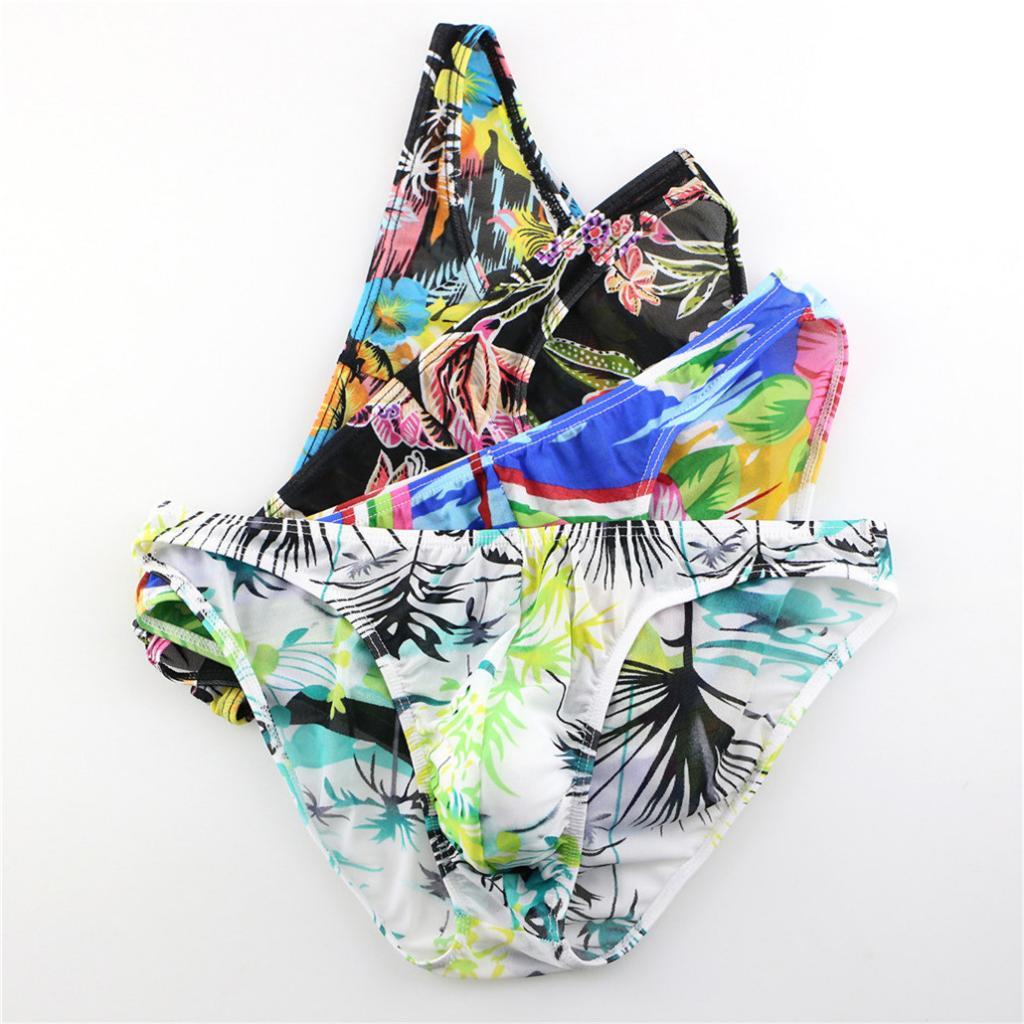 Men Printed Sheer Mesh Net Boxer Briefs Flower Underpants Bulge Pouch
