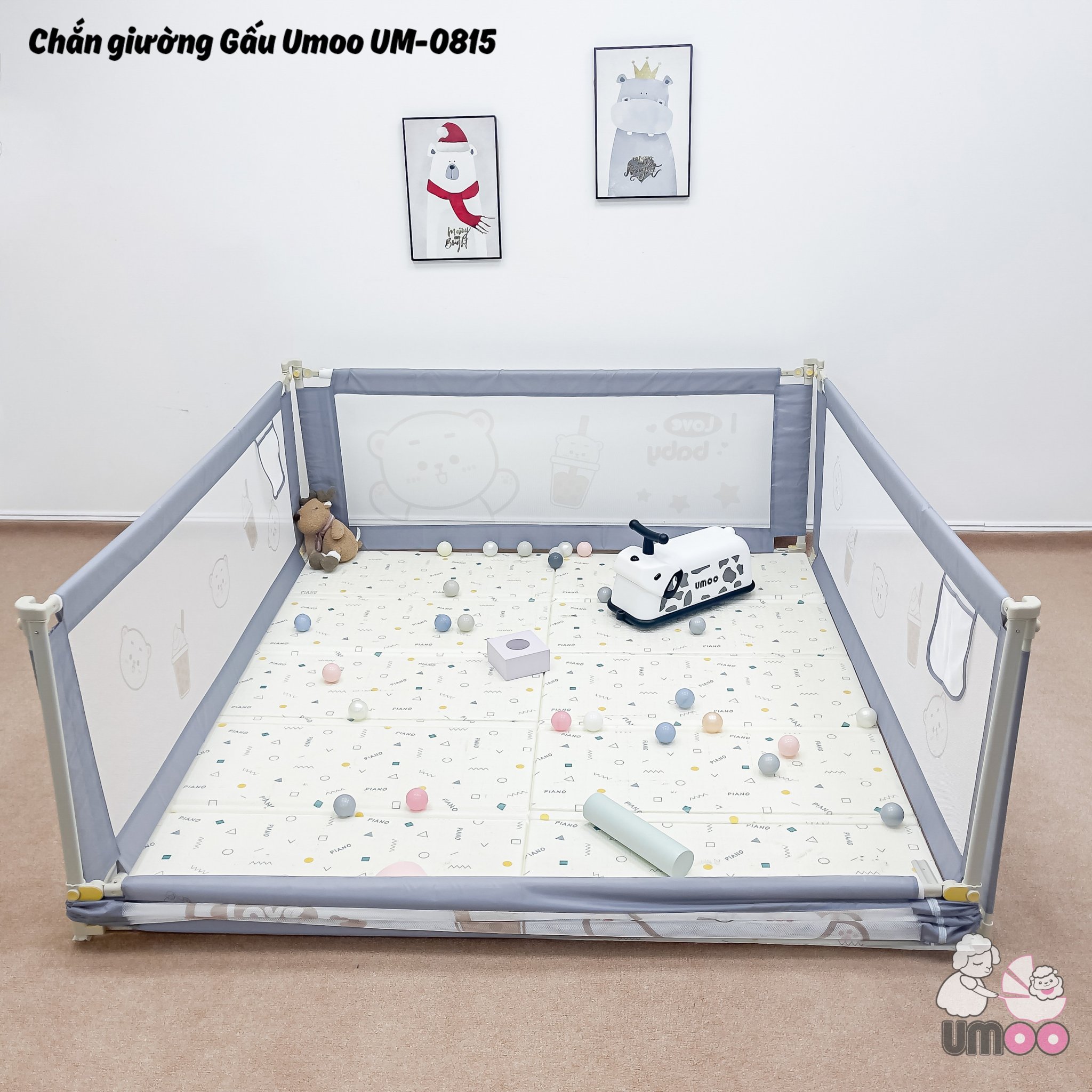 Thanh chắn giường cho Bé- Mẫu mới nhất- 1m8- Màu Xanh
