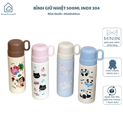 Bình Giữ Nhiệt Hàn Quốc Siêu Dày Ruột Inox 304 Chống Gỉ Cao Cấp - Giữ Nóng Lạnh Lâu Dài - HÀNG CHÍNH HÃNG MINIIN