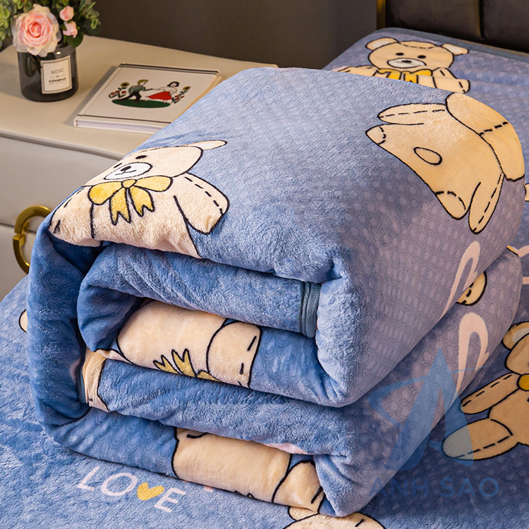Mền lông tuyết dày dặn cao cấp kích thước đa dạng mềm mịn mùa hè, giữ ấm mùa đông dùng phòng máy lạnh dễ gấp gọn