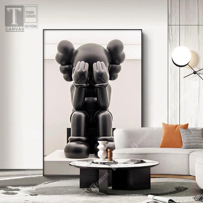 Tranh Canvas tràn viền treo tường phòng khách, tranh hiện đại, tranh Kaws Toy màu sắc MÃ KAWS 42-49