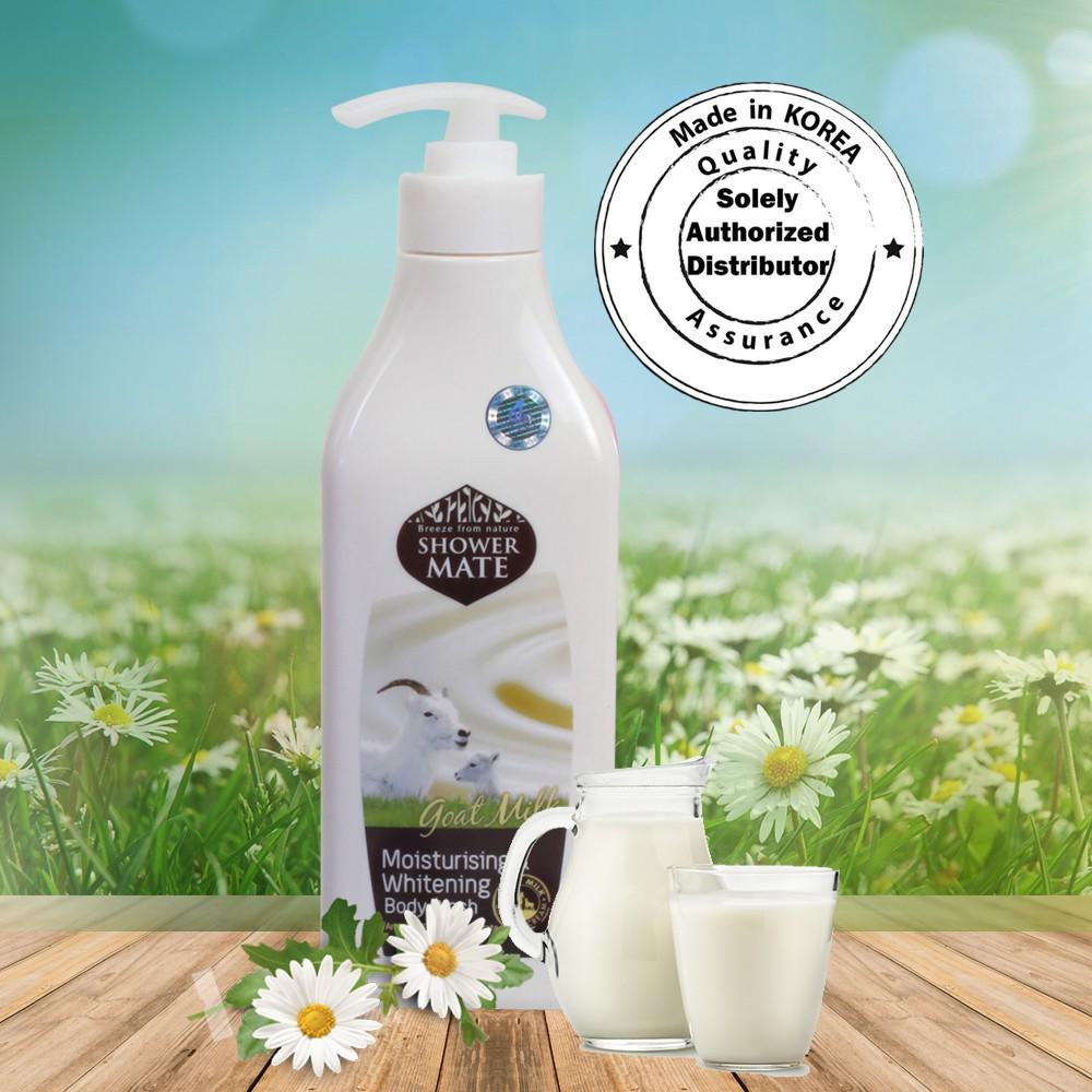 Sữa Tắm Tinh Chất Sữa Dê Shower mate Moisturizing &amp; Whitening 550g Hương thơm nhẹ nhàng mang lại cảm giác thư thái