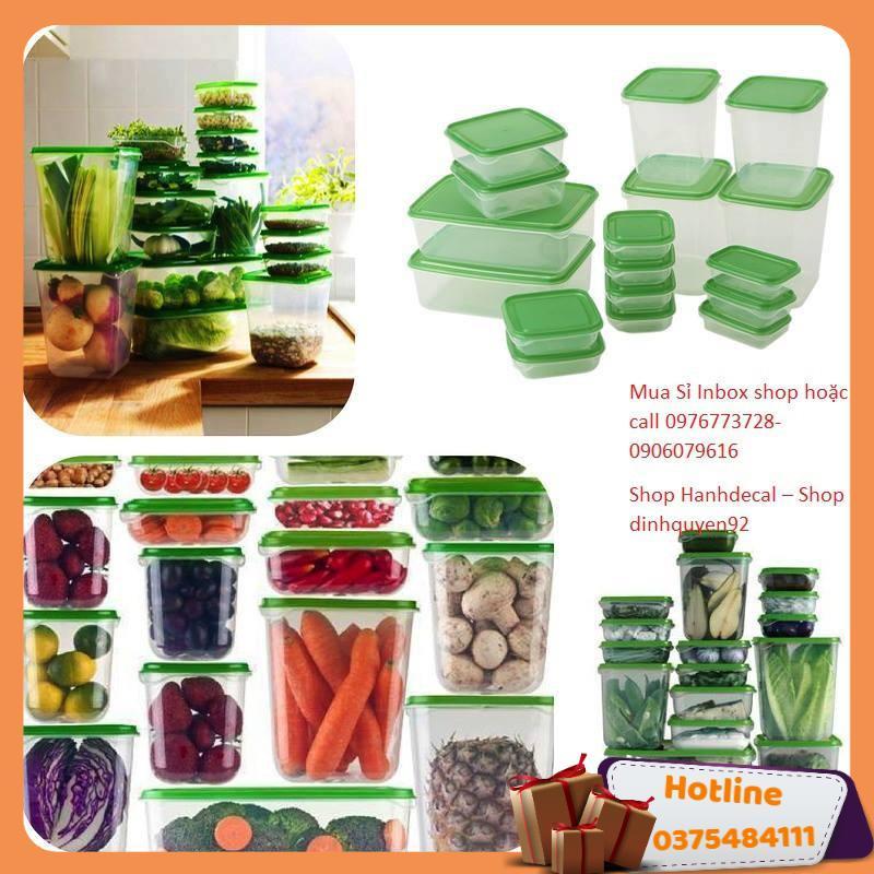 Bộ Hộp Nhựa 17 Món Đựng Thức Ăn, Hộp Nhựa Đựng Thức Ăn Chất Lượng Cao, Hộp Nhựa Dùng Được Trong Lò Vi Sóng - Hàng Loại 1