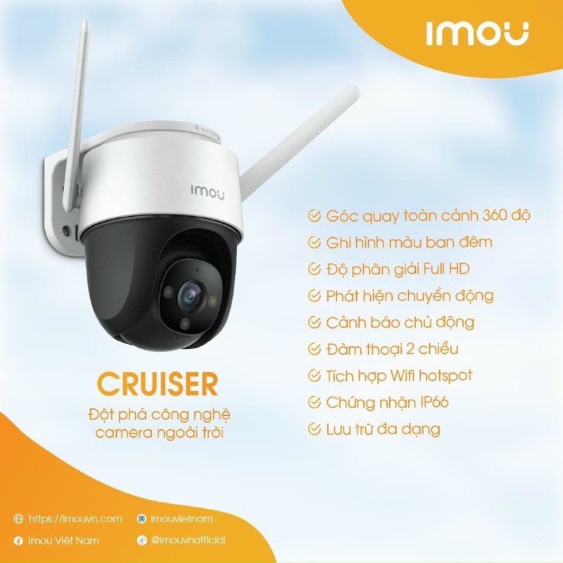 Camera imou Cruiser IPC-S42FP 4.0 Megapixel, Fullcolor có màu ban đêm, có đàm thoại hai chiều, chế độ hồng ngoại thông mình - Hàng chính hãng