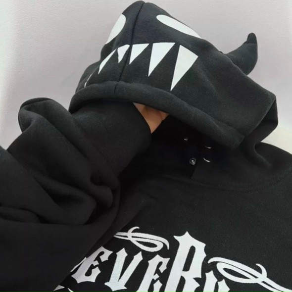 Áo hoodie cặp đôi NEVERHOOD sừng siêu hot chất nỉ dầy dặn mũ 2 lớp form rộng nam nữ đều auto Phong cách thể thao HQ