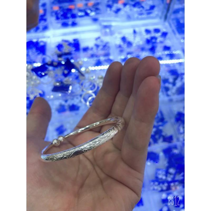 Vòng tay nữ tròn phay bạc ta