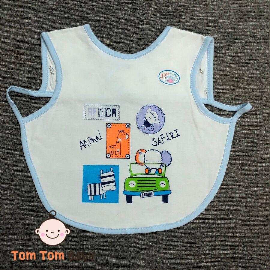 Yếm áo ăn dặm cotton 2 lớp loại lớn JOU cho bé từ 12-18M (miếng dán phía sau)