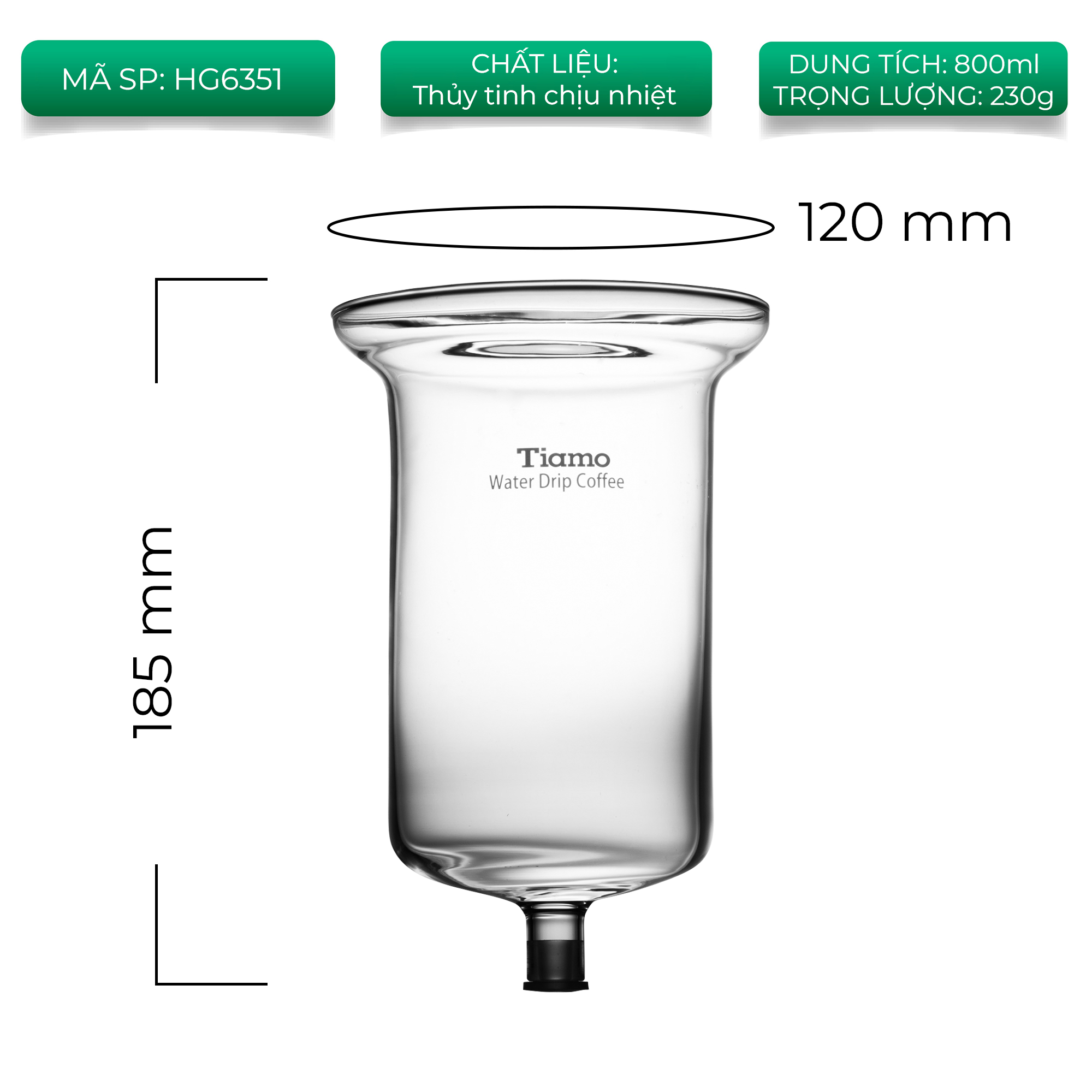 Phễu thuỷ tinh trên của tháp cold drip Tiamo HG2713