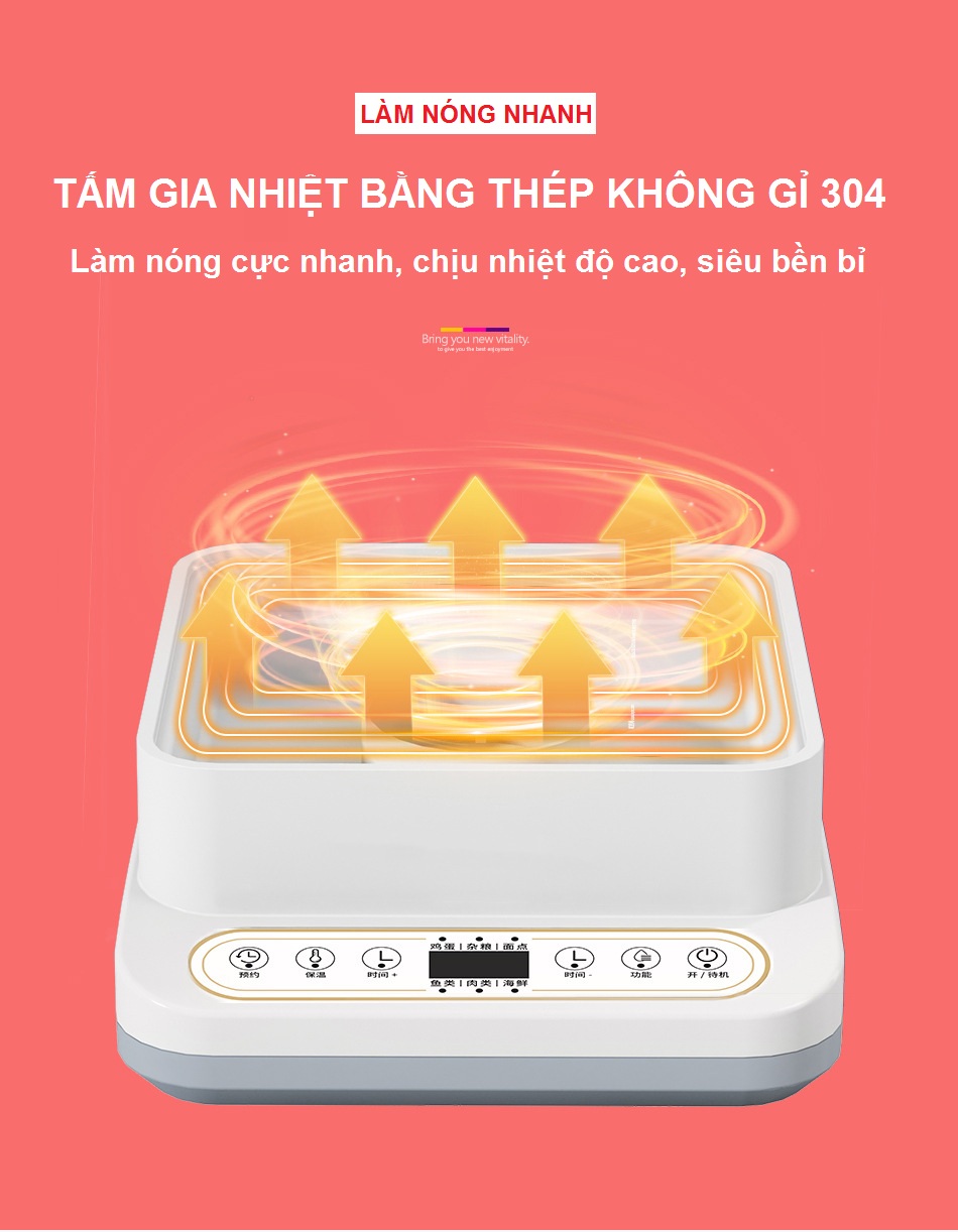 Nồi Hấp Điện Thông Minh 3 Tầng Dung Tích 22L - Đa Chức Năng Siêu Tiện Dụng - Hàng Chính Hãng