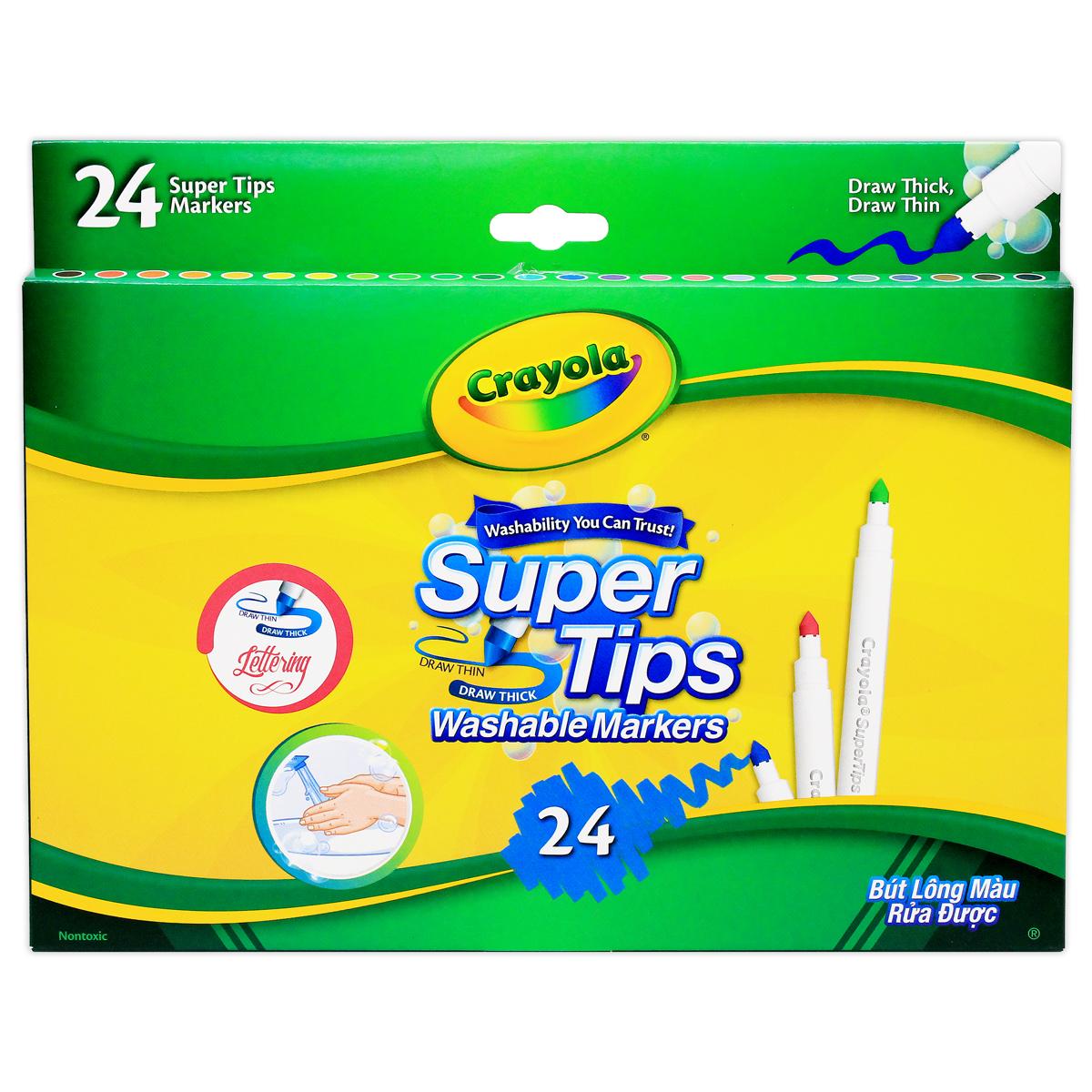 Hộp 24 Bút Lông Màu Rửa Được - Phiên Bản Mới Super Tips - Crayola 587505