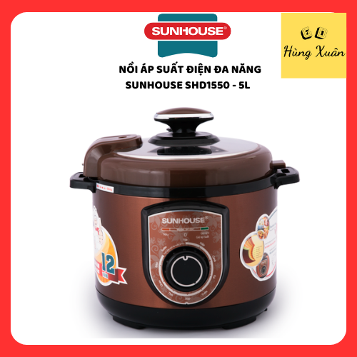 Nồi Áp Suất Điện Đa Năng Sunhouse Sh1550 5 Lít - Nâu - Hàng Chính Hãng