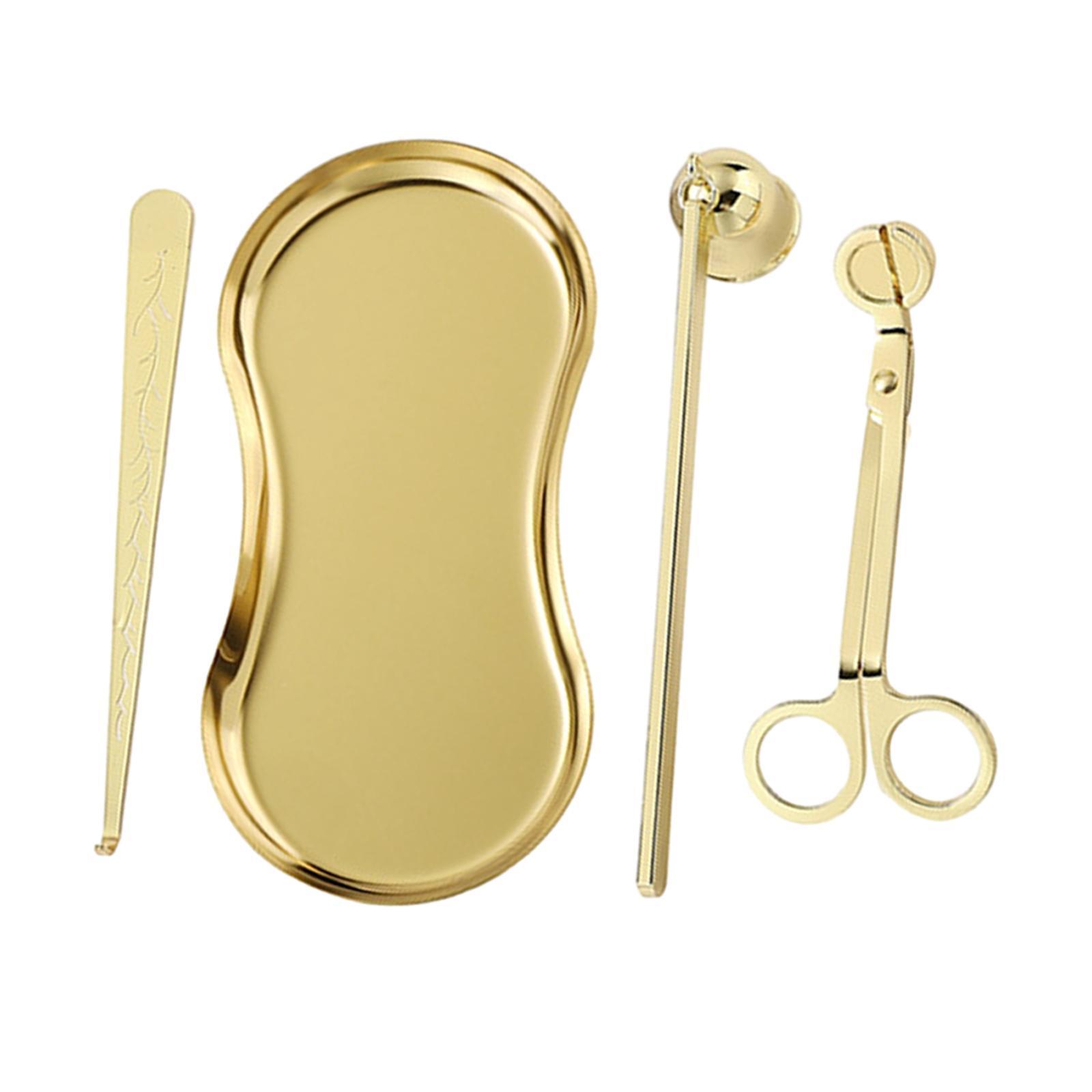 4Pcs Candle Accessory Wick Cutter Extinguisher Stainless Steel Rustproof Sturdy Wick Dipper with Storage Tray