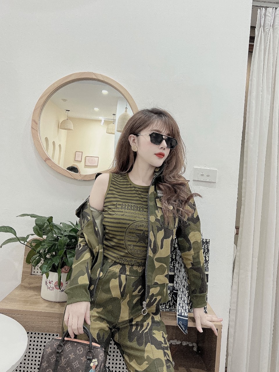 Combo lính rằn ri kaki (khoác, áo, quần