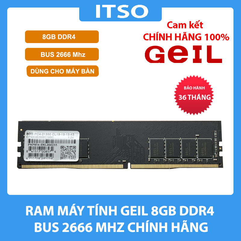 Ram máy tính GEIL 8GB DDR4 2666 Pristine Series (GP48GB2666C19SC) - Hàng chính hãng