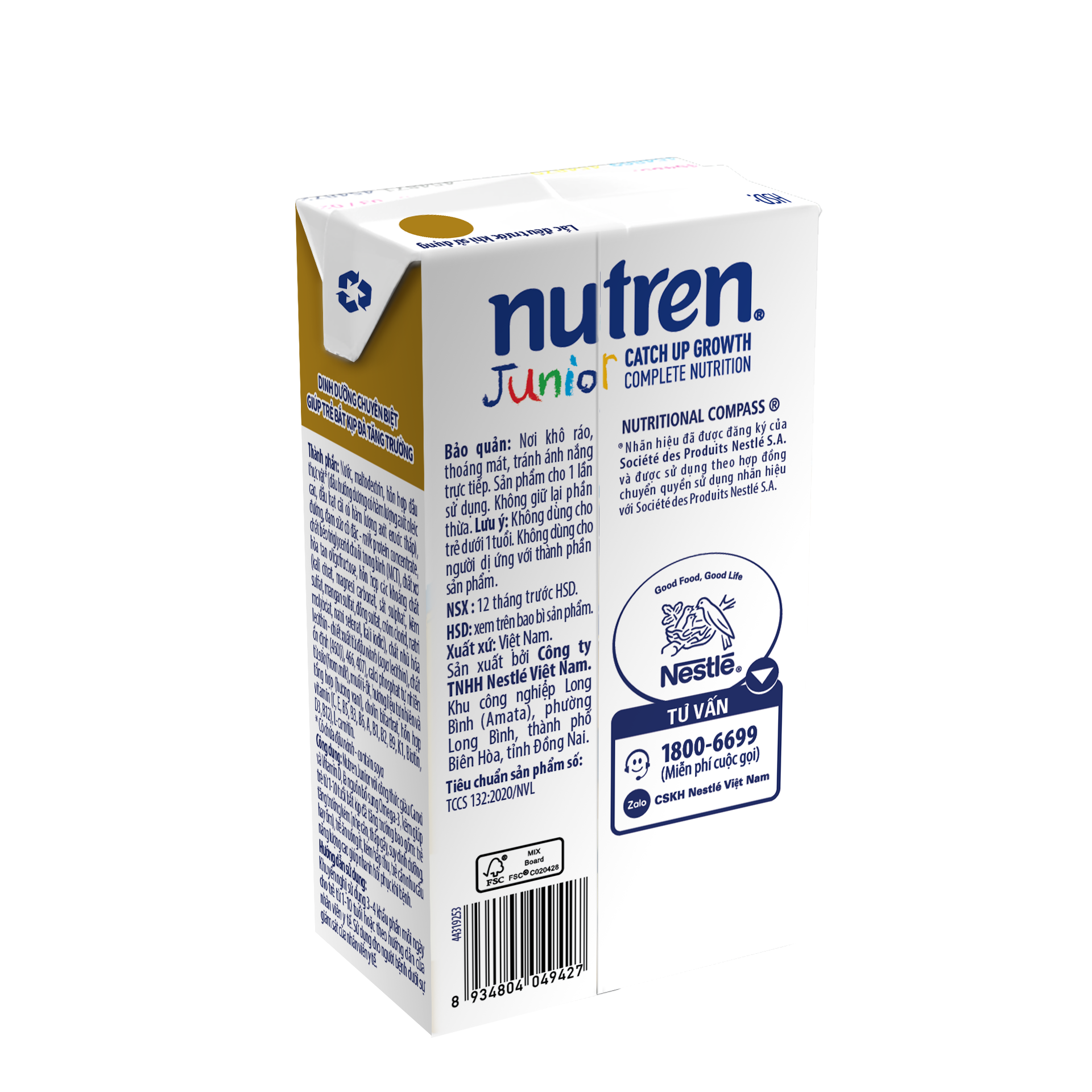 [Tặng tập tô màu] Combo 16 hộp pha sẵn Nutren Junior Nestle Bé từ 1-10 tuổi 110ml/hộp Giúp tăng trưởng 3 chuẩn: Thế chất, Đề kháng, Tư duy