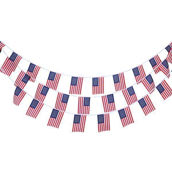3X 10m American 30Pcs US Flag String Bunting Banner Garland Outdoor Decor