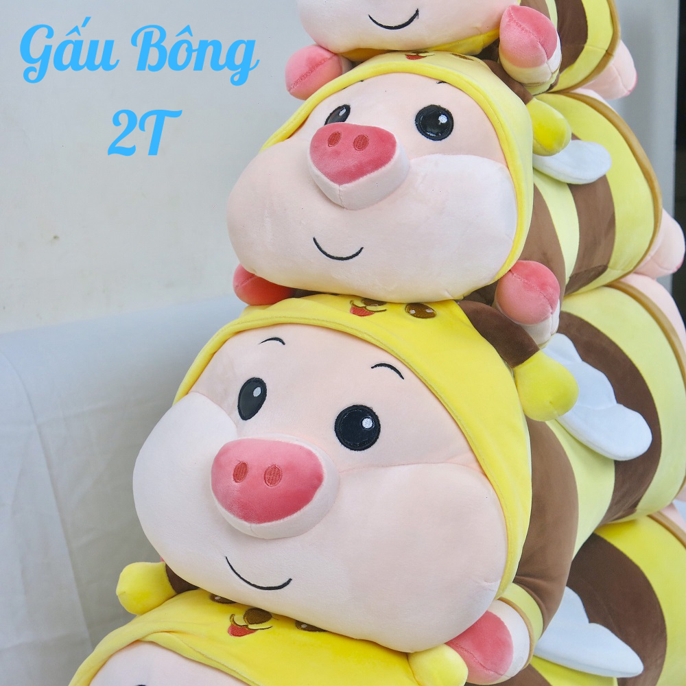 Gấu Bông Heo-Gấu Bông Heo Cosplay Ong Vàng-Gấu Bông 2T-Thú Bông, Gối Ôm,  Đồ Chơi Cho Bé, Vải Nhung Co Giãn Mềm Mịn Bông Gòn Cao Cấp Đầy Đặn