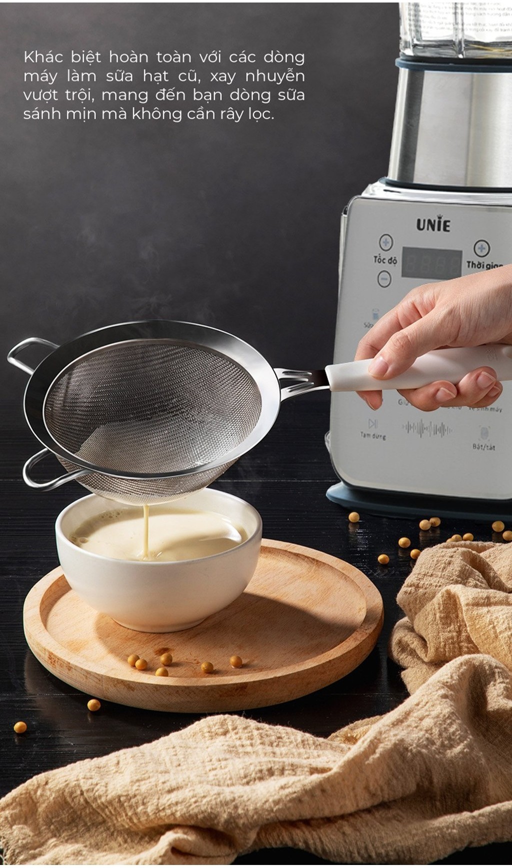Máy làm sữa hạt Unie V9S PRO, xay nấu đa năng,  dung tích 1.75L,công suất 1800W ,động cơ thế hệ mới siêu êm, Bảo hành 2 năm hàng chính hãng