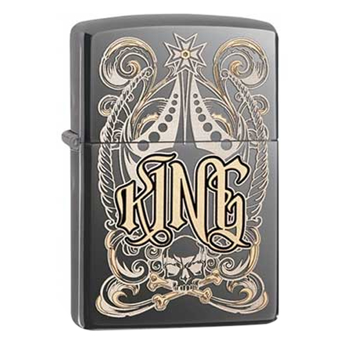 Bật Lửa Zippo 28798 - Engraved King Laser Black Ice