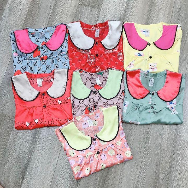 Bộ pijama bé gái size 20-40kg vải lụa