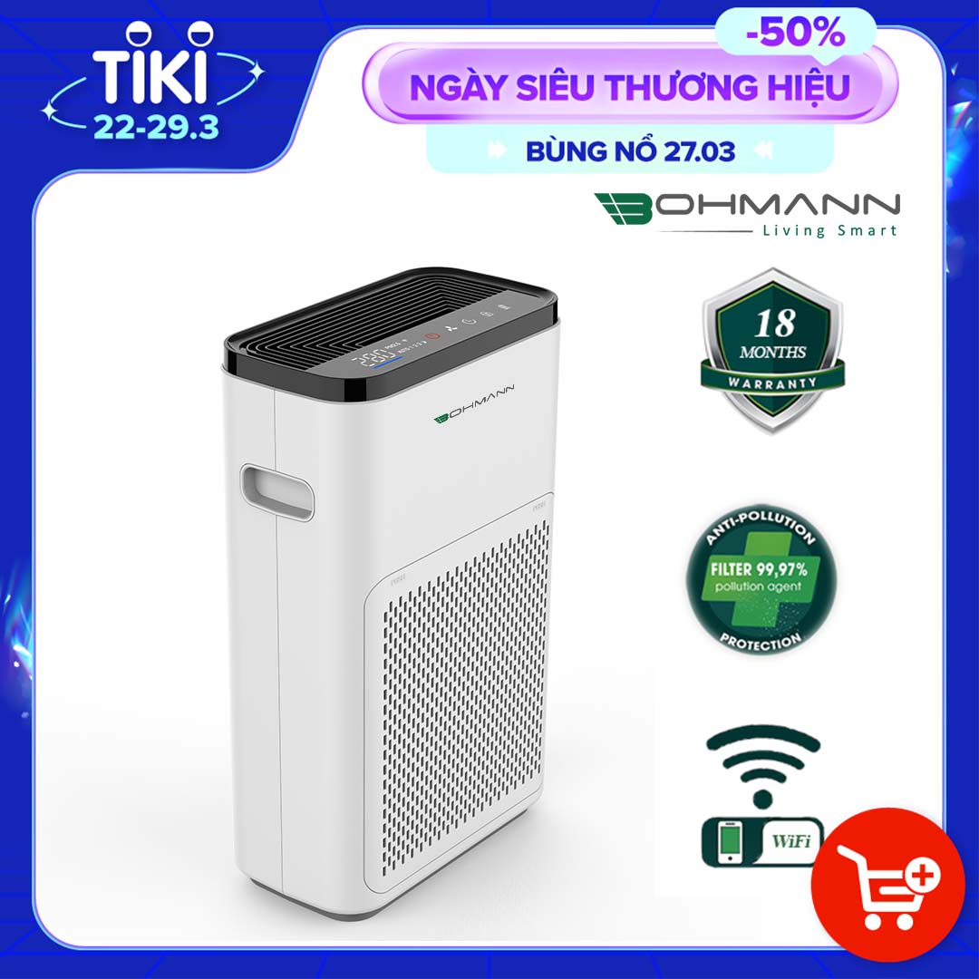 Máy lọc không khí, khử mùi, kết nối Wifi BOHMANN B501 - Hàng chính hãng