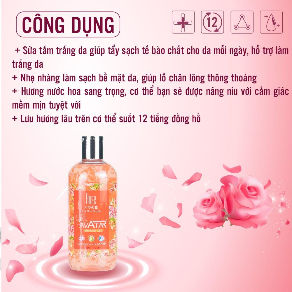 Sữa tắm Nhật cao cấp cánh hoa hồng Rose 500ml- giúp tươi trẻ làn da mịn màng, mềm mại và trắng hồng