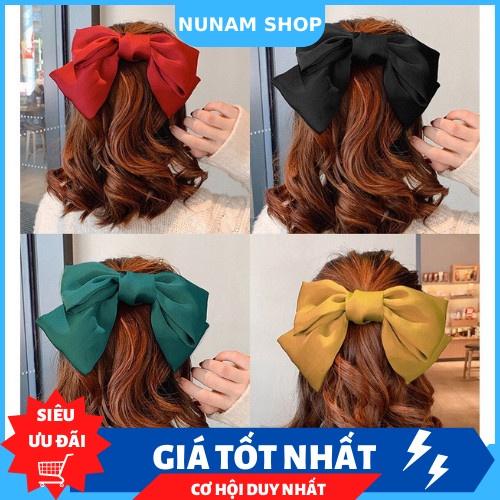 Kẹp tóc nơ size to vải satin phong cách vintage chuẩn form cực đẹp cho nữ Nunam Shop