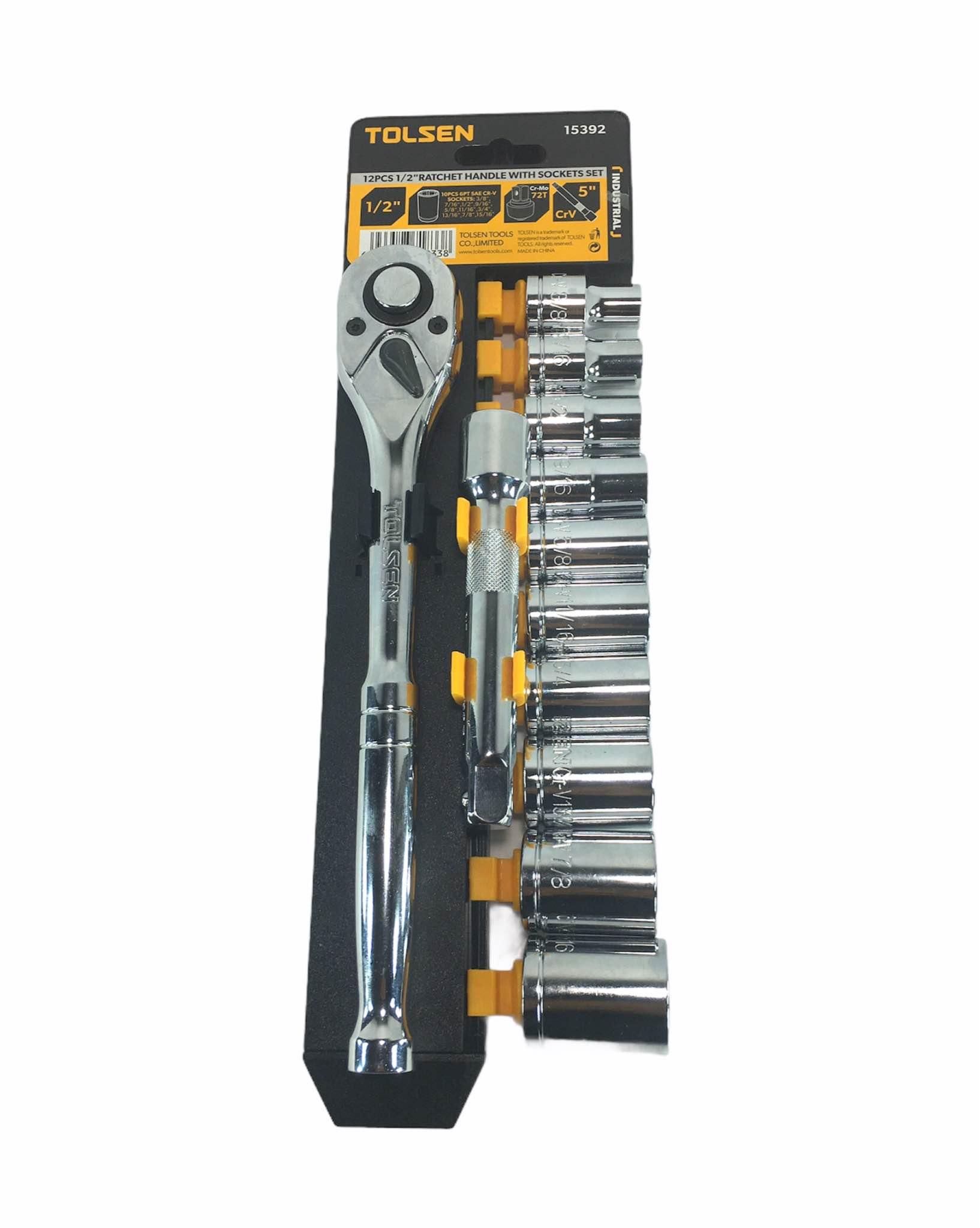 BỘ TUÝP 12 MÓN 1/2 HỆ INCH TOLSEN 15392 - HÀNG CHÍNH HÃNG