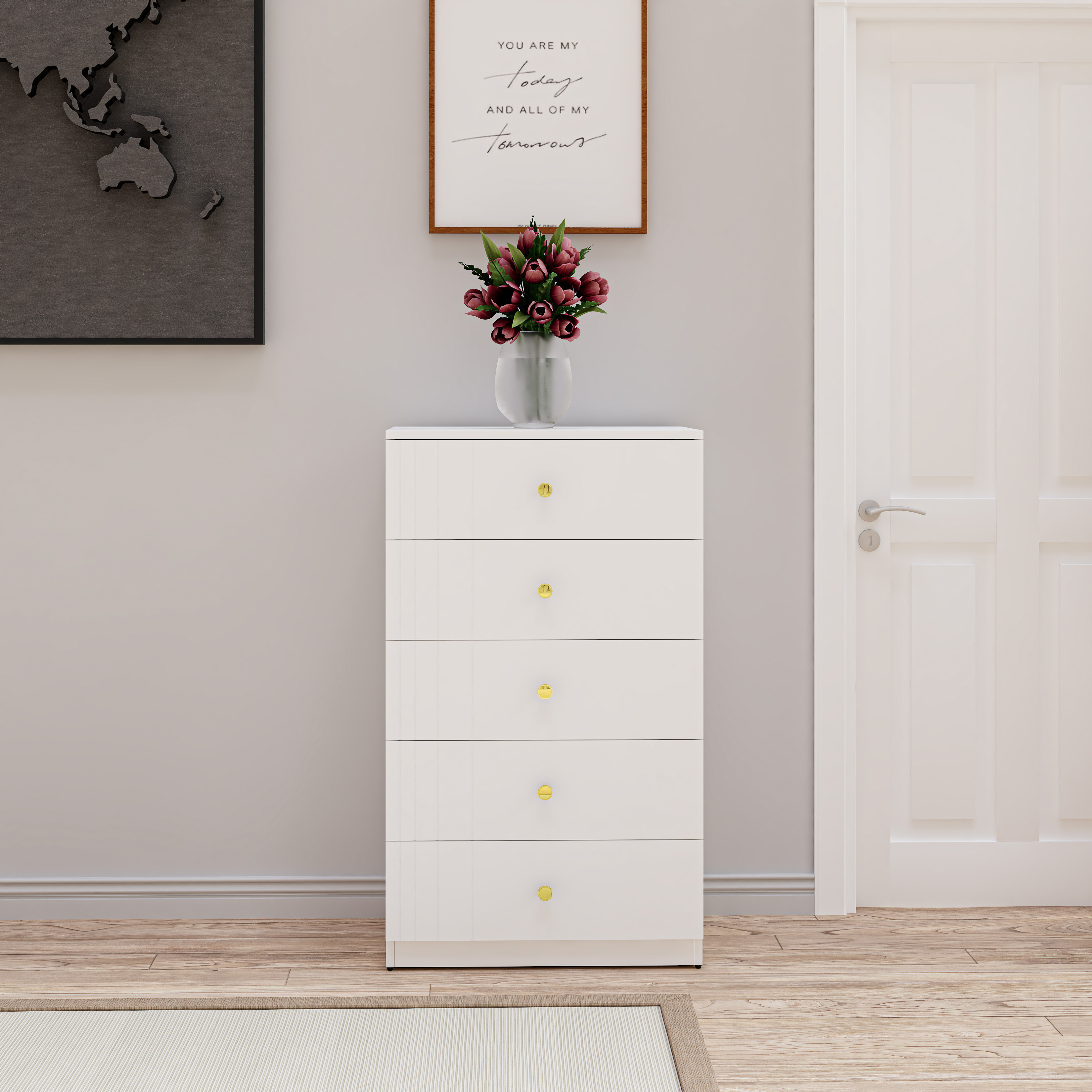 [Happy Home Furniture] JOVIE, Tủ lưu trữ 5 ngăn kéo, 65cm x 45cm x 110cm ( DxRxC), THK_151