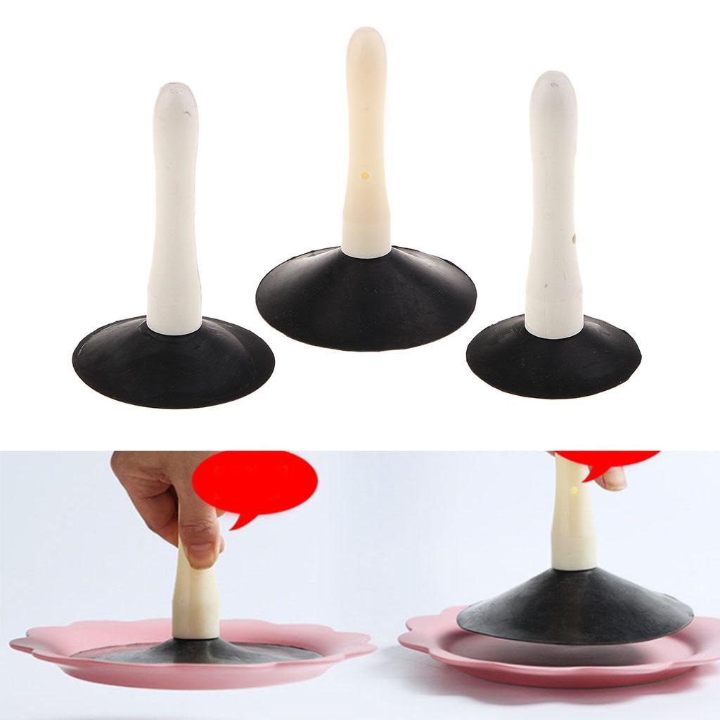 3X Plastic Pottery Dipping Tool Glazing Ware Suction Cup for DIY Handicrafts