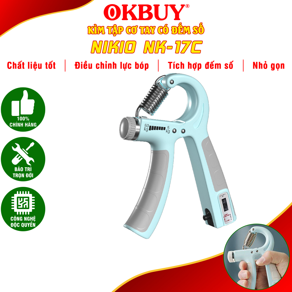 Kìm tập cơ tay chữ A có đếm số Nikio NK-17C - Điều chỉnh lực từ 5kg đến 60kg