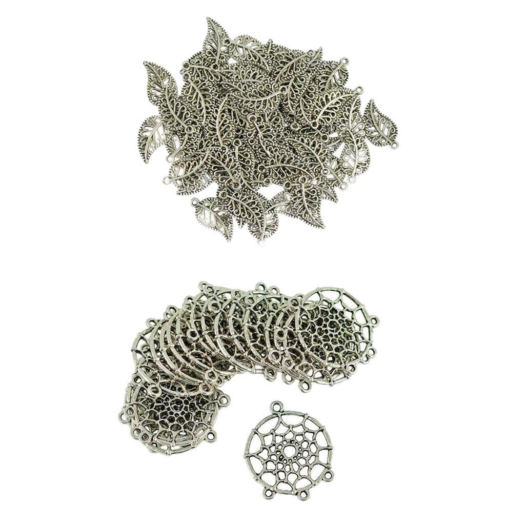 20pcs Dream Catcher Connectors Findings + 100pcs Tibetan Silver Leaf Charms Pendant