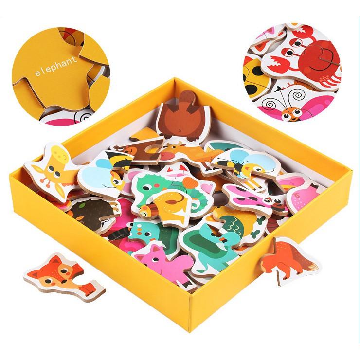 Bộ ghép hình Puzzle 2 mảnh hộp giấy 3 chủ đề vô cùng đáng yêu cho bé KB216050