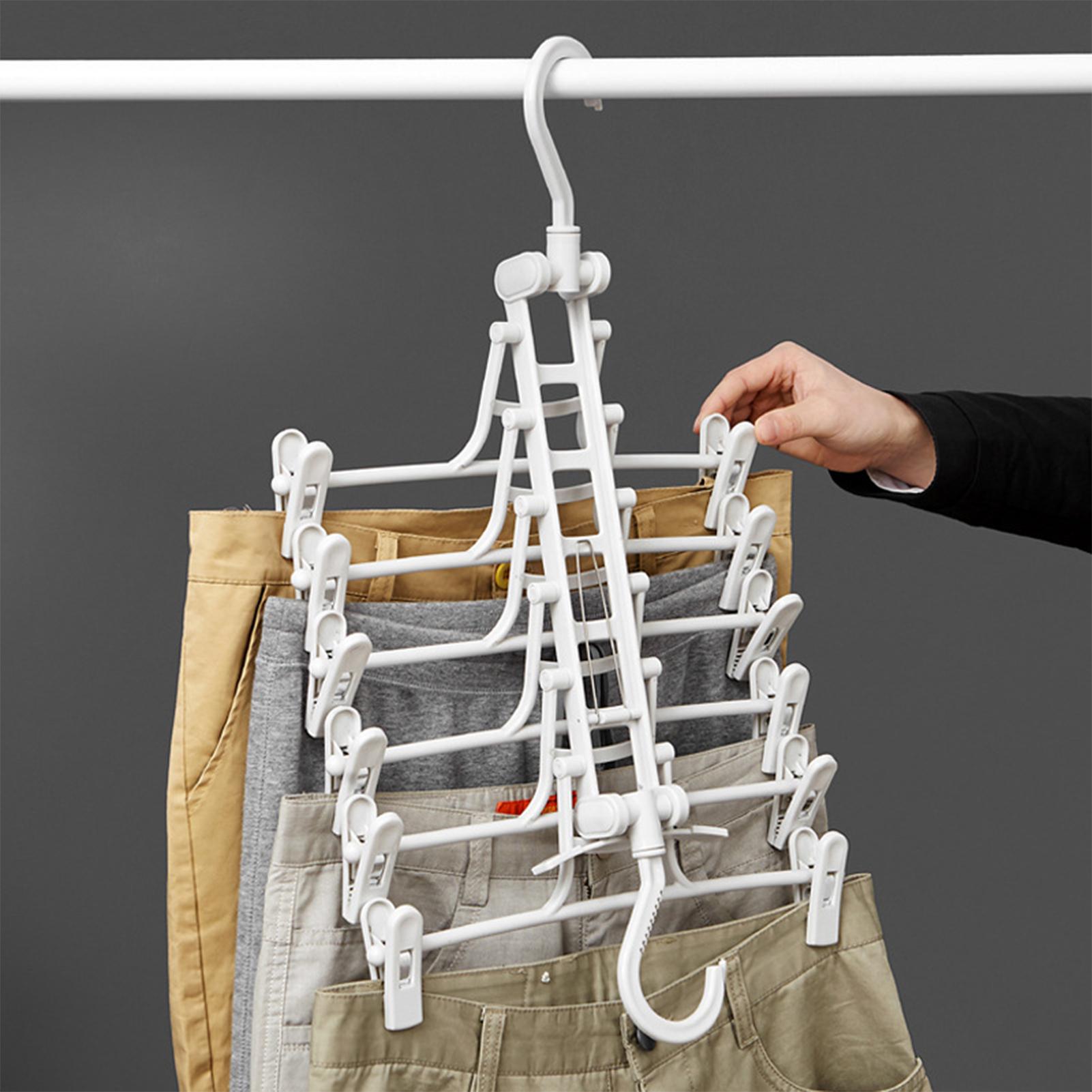 Foldable 360° Swivel Hook Hanger with Clips for Trousers,Shirts,Socks