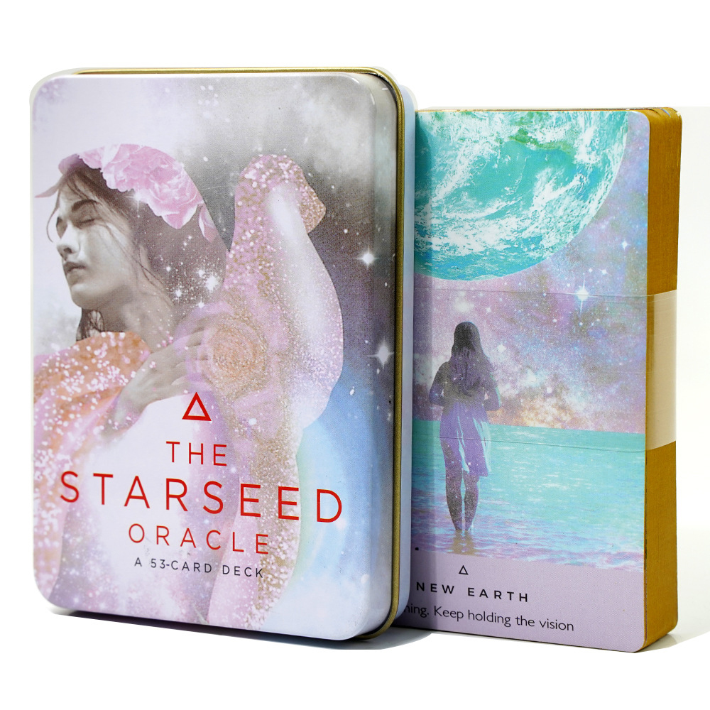 Bộ Bài Starseed Oracle Hộp Thiếc Mạ Cạnh Vàng 53 Lá