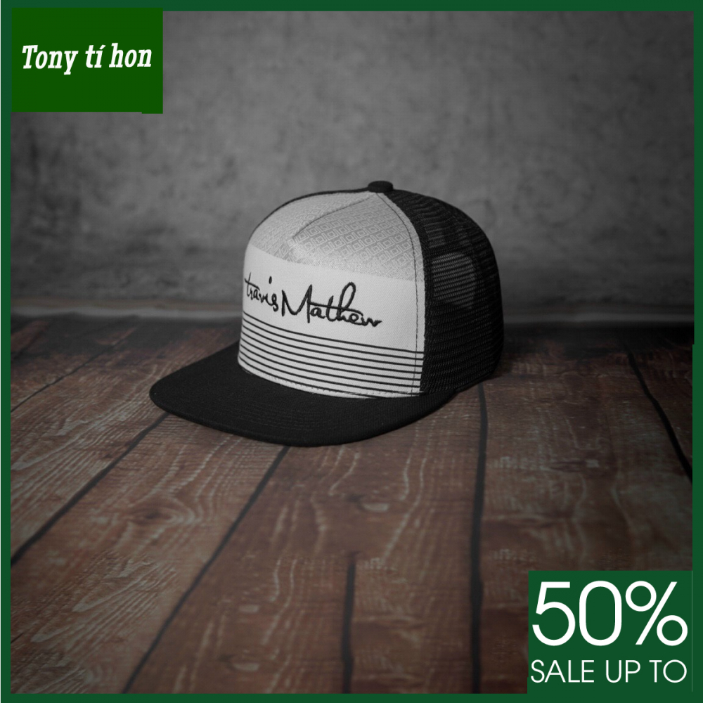 Tony tí hon - Mũ/nón kết lưỡi trai Snapback Travis  trắng đen hàng hiệu cao cấp, đẹp - freeship