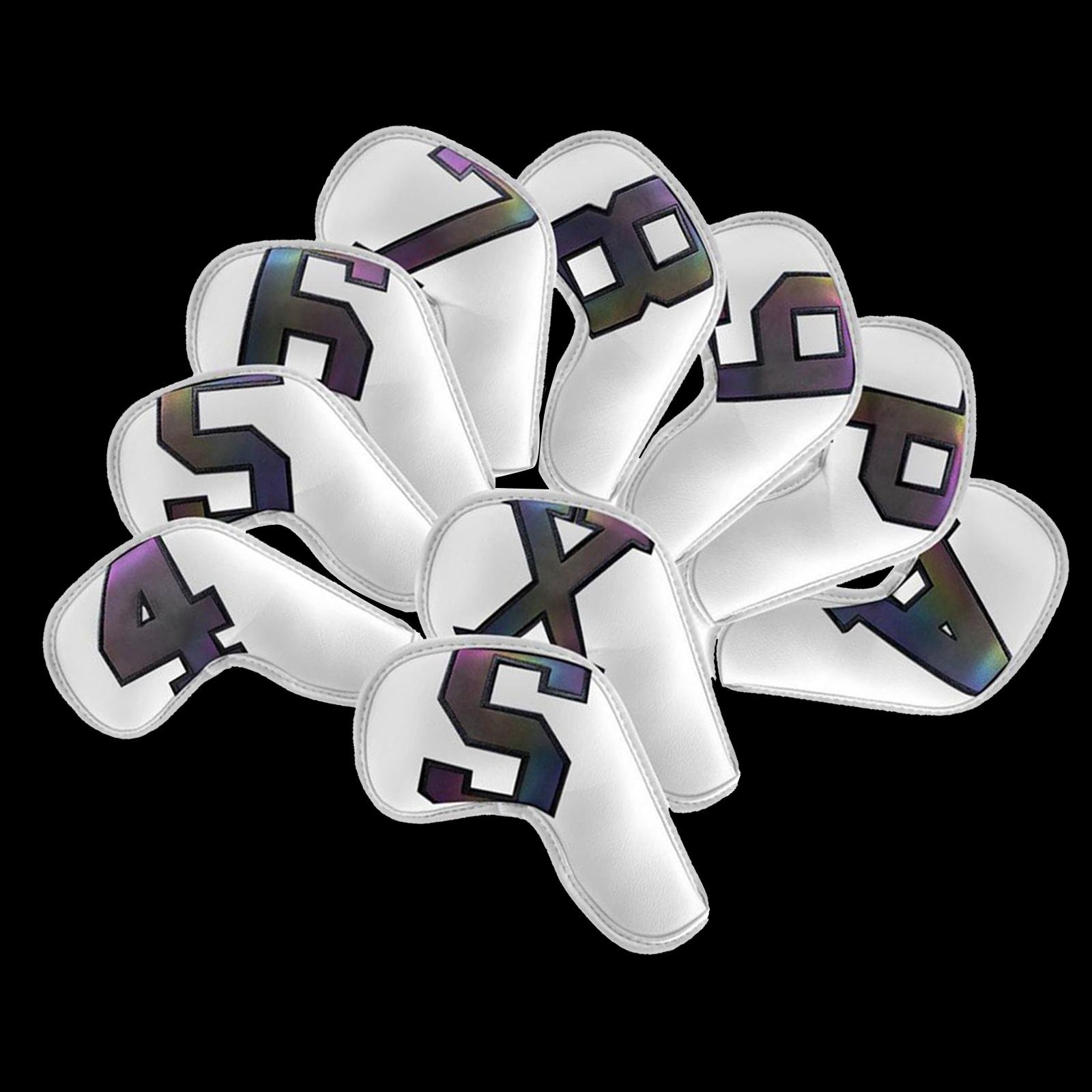 10Pcs Golf Iron Headcover PU Leather Club Covers Wedges Protect Sleeves