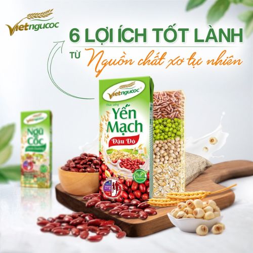 Lốc 4 hộp Sữa Ngũ Cốc Dinh Dưỡng VIỆT NGŨ CỐC Uống Liền Bổ Sung Năng Lượng Chất Dinh Dưỡng Cho Cơ Thể 180ml/ Hộp