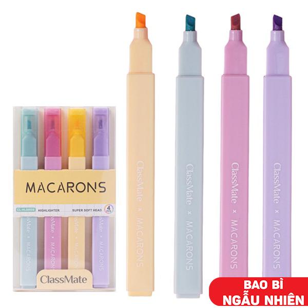 Vỉ 4 Bút Highlight Ngòi Siêu Mềm Macarons - ClassMate CL-HL0005S (Mẫu Bao Bì Giao Ngẫu Nhiên)