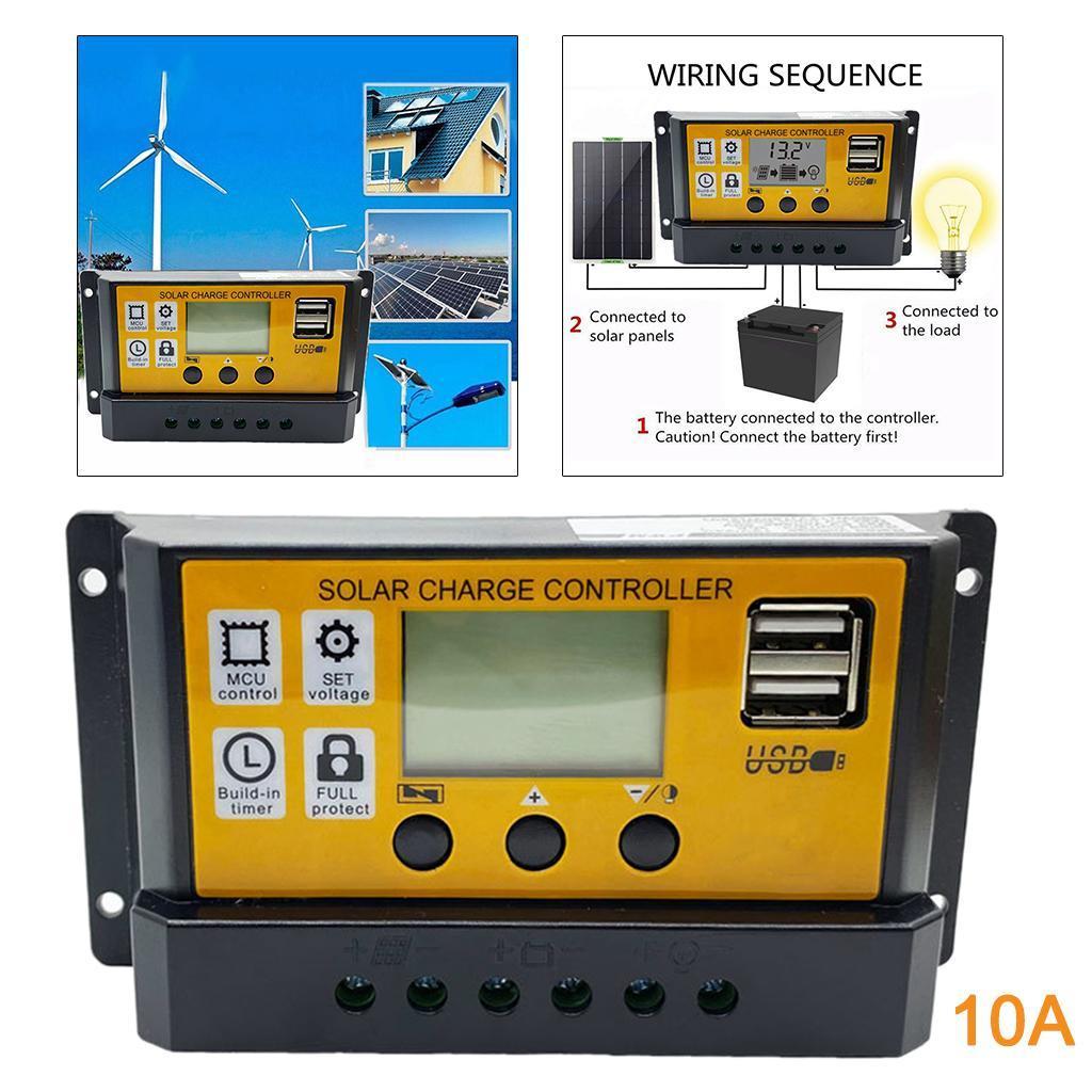 12/24V 10-100A MPPT Solar Charge Controller Battery Regulator Dual USB 10A